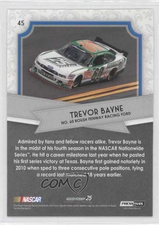 2012 Press Pass Fanfare NASCAR Nationwide Series Silver /25 Trevor Bayne #45 - Image 2 of 2