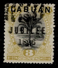 NORTH BORNEO - Labuan QV SG85da, 3c black & ochre, USED. Cat &pound;150. OPT DOUBLE