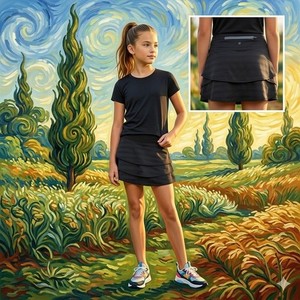 Athleta Girl Black Swing Skort Tiered Ruffle Active Skirt Size L 12 305922 SP20