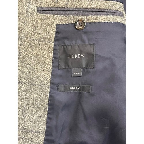 J Crew Ludlow Tweed Moon Cloth Blazer Men 40L British Tan Gray windowpane - Picture 23 of 23