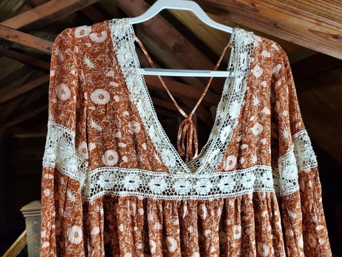 Forever 21 Tunika Top Damen klein Häkel Boho Blumen bunt Bauer - Bild 2 von 13