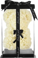 Orsetto Di Rose Orso Peluche Per San Valentino Teddy Bear 25cm col. BIANCO LATTE