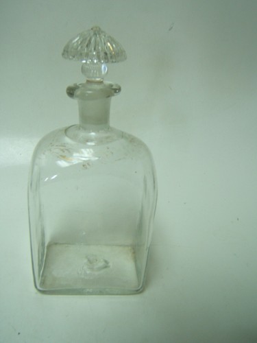 Antique Bottle with Stopper Gold Highlights 7" Tall No Chips Pontil Mark
