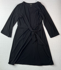 Worthington Medium Side Wrap Black Dress Polyester Spandex Long Sleeve