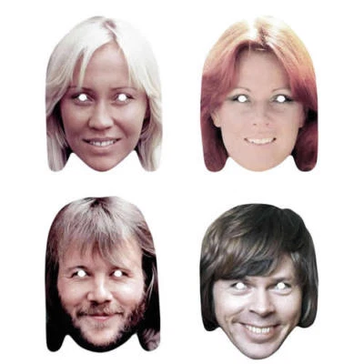 FUNKYBUNKY 4er Set - Anni-Frid, Björn, Benny, Agnetha Promi Karte Kostüm Maske