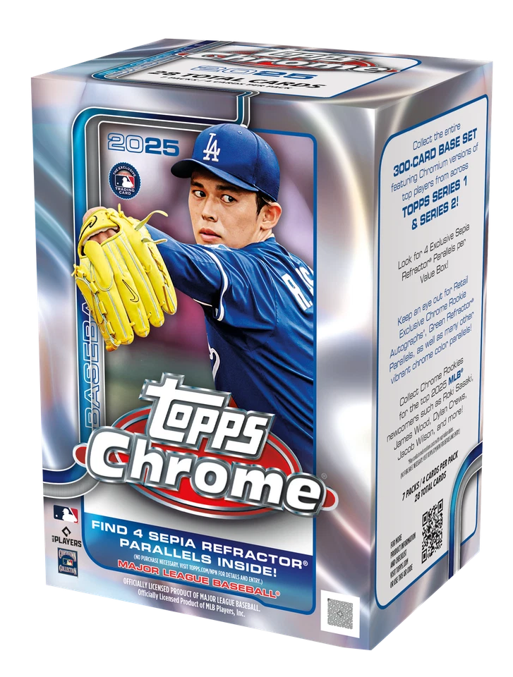 2025 TOPPS CHROME MLB BASEBALL VALUE/BLASTER BOX (28 cards) Brand New Sealed QTY