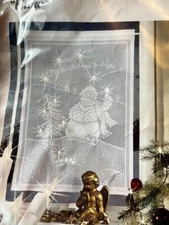 Liechtenstein Lace Christmas Flake Snowman Light Up Window Panel with lights