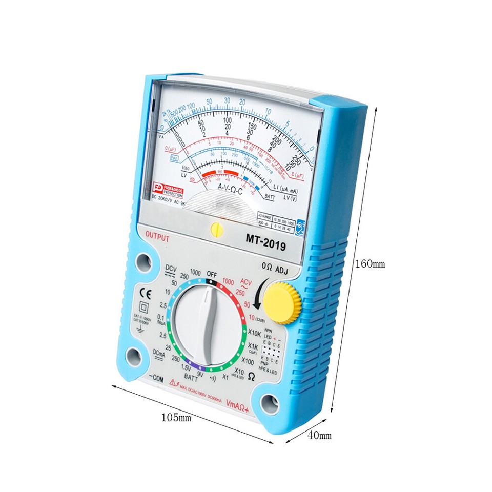 MT2019 Analog Multimeter Ohm Test Meter Voltage Current Capacitance