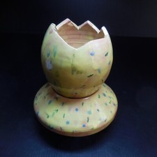 IN Ceramica Terra Cotta Scultura Uovo Fatto Mano EO Vintage 1987 Art Deco N6887