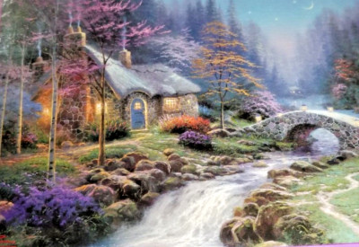 Thomas Kinkade Jigsaw Puzzle Painter of Light Twilight Cottage 1000 Piece NEW