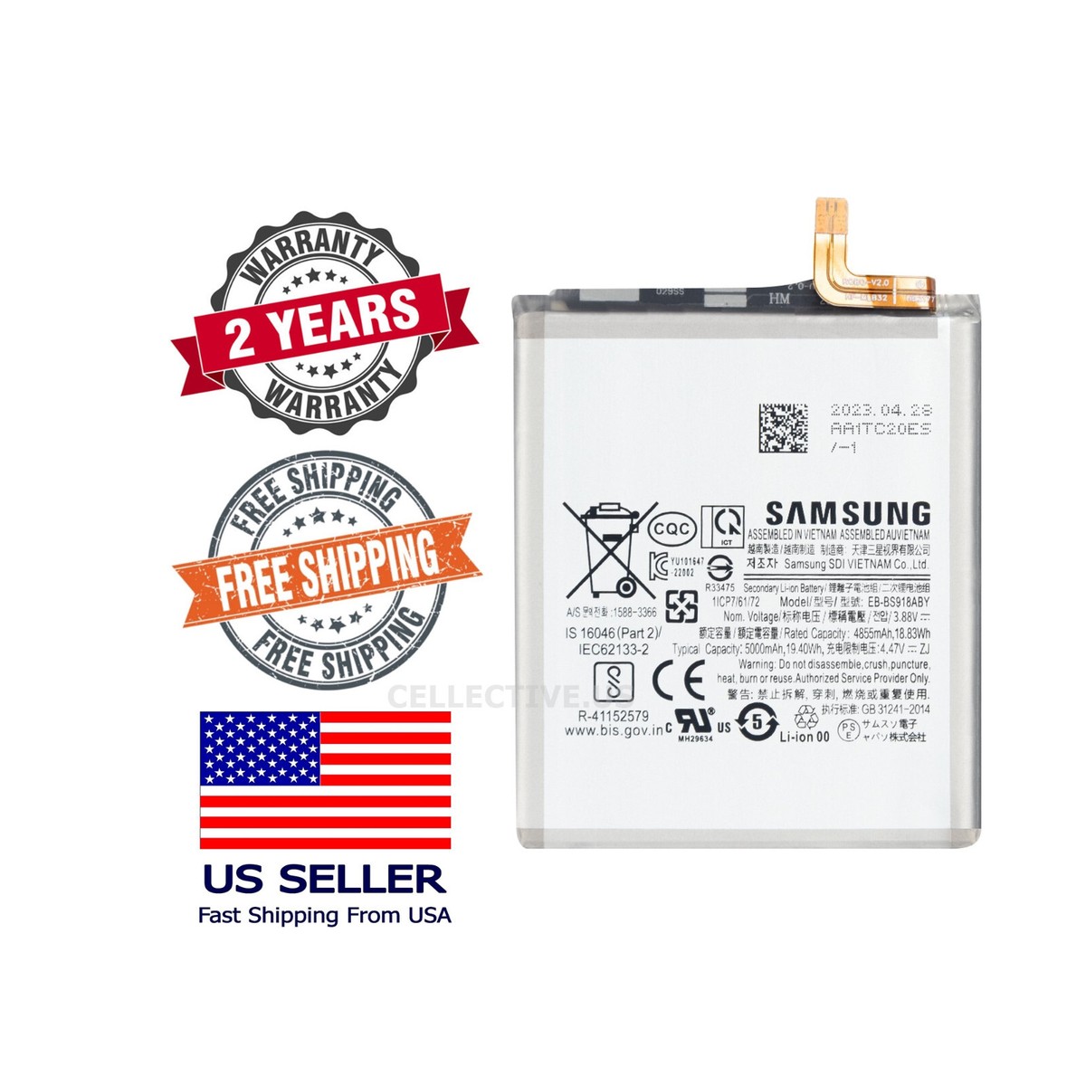 New OEM Samsung Galaxy S23 Ultra 5G Battery EB-BS918ABY