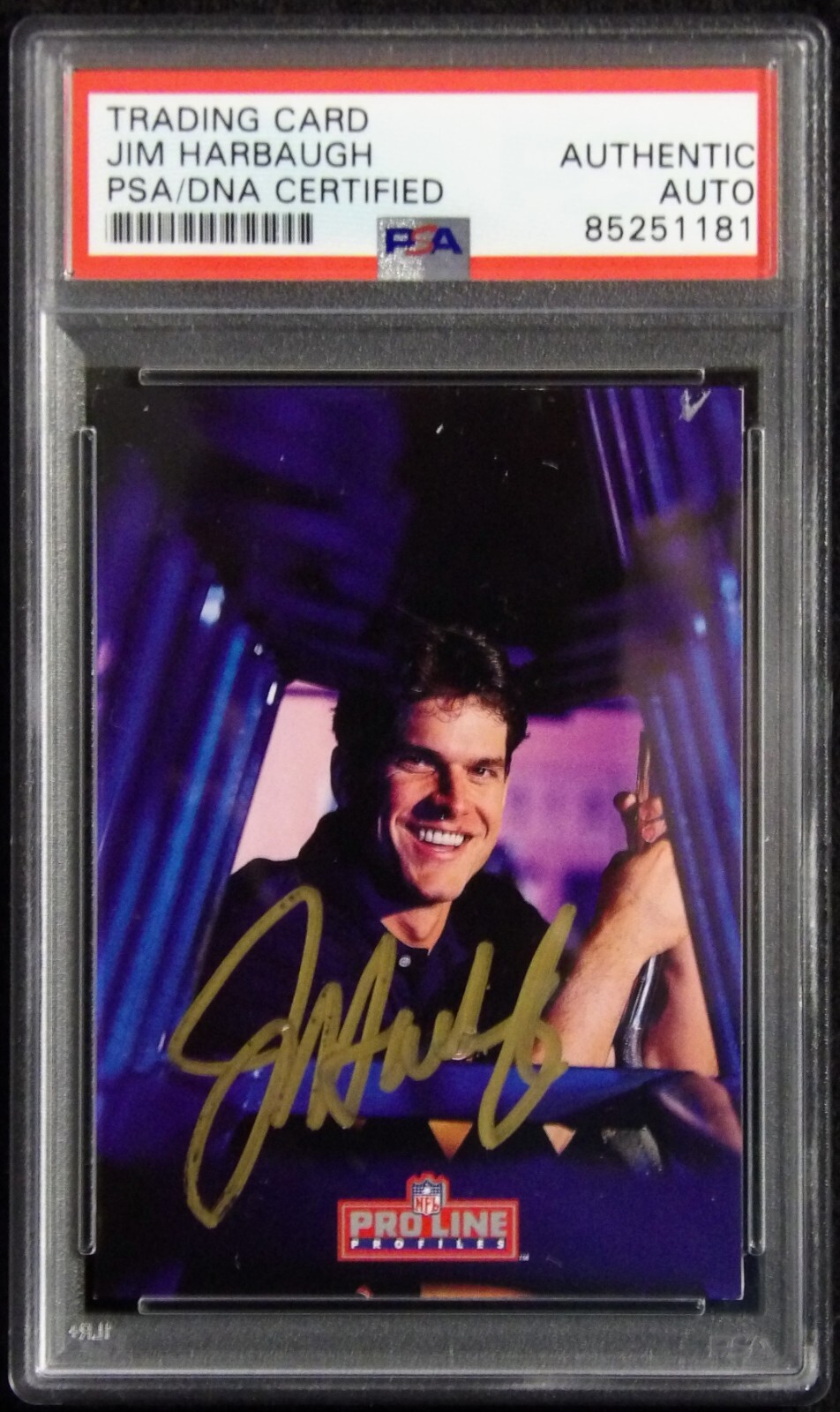 Jim Harbaugh Autographed Signed Bears 1992 Pro Line Portraits Card #171 PSA Authenticated 