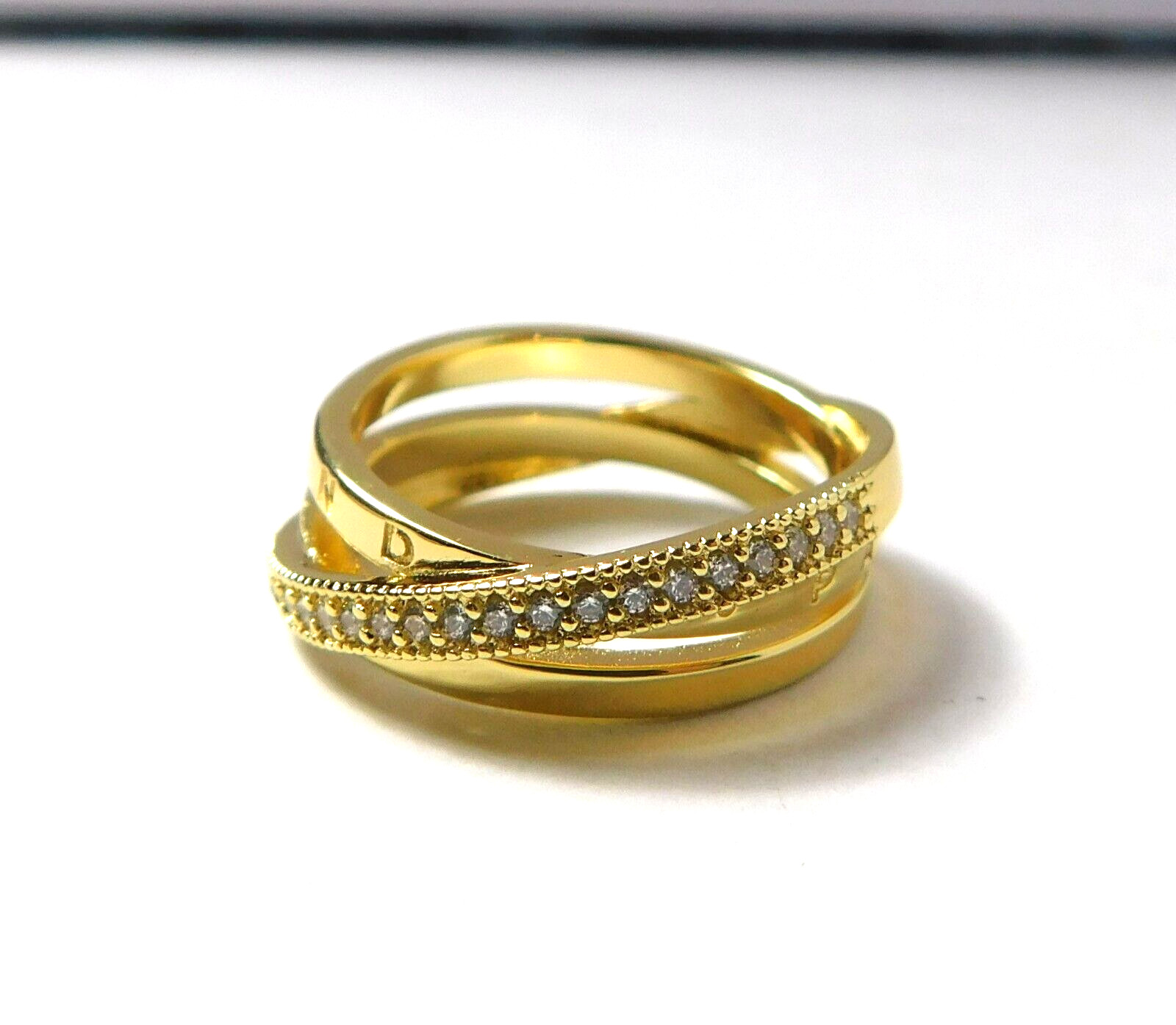 Authentic Pandora Ring, Crossover Pave Triple Ban… - image 1