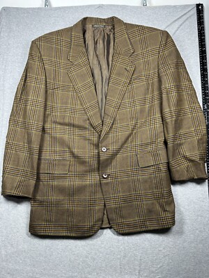 Pal Zileri Wool Blazer Sport Coat Jacket Men 44 R Brown Blue Plaid Italy