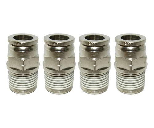 1/4" Hose X 1/4" NPT Push To Connect Straight Male Connector Fittings - 4 PACK