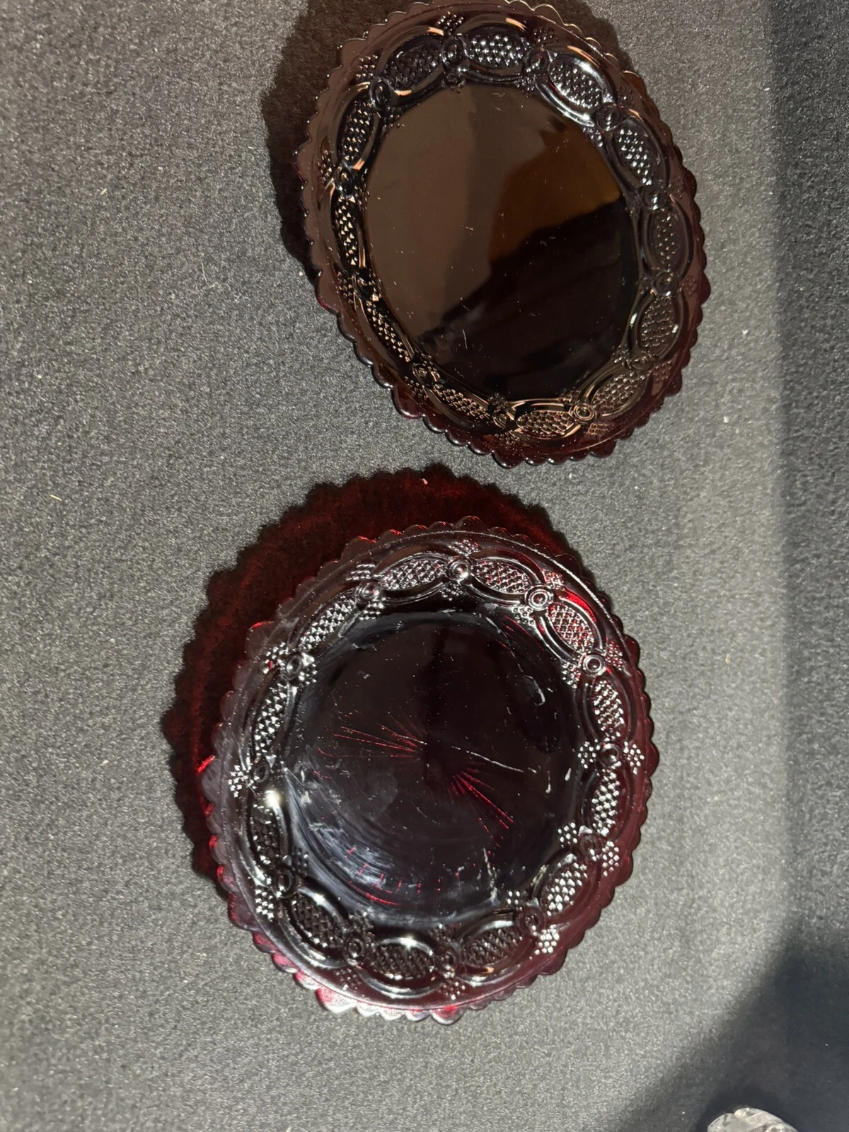 Lot of 2  Avon 1876 Cape Code Ruby Cranberry 7 inch Dessert Plates