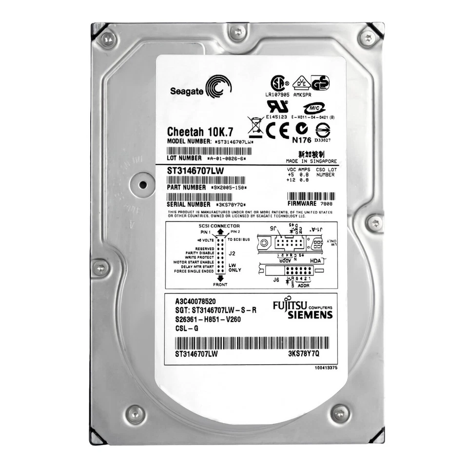 Hard Drive Fujitsu A3C40078520 S26361-H851-V260 ST3146707LW 146GB 10K SCSI 3.5'' - Image 3 of 3