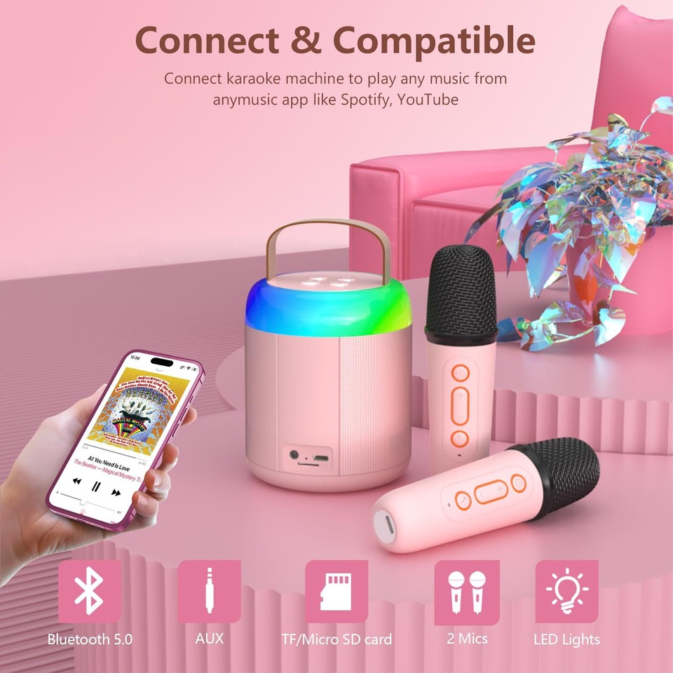 Tipao Karaoke Machine for Kids with 2 Microphones Portable Kids Karaoke