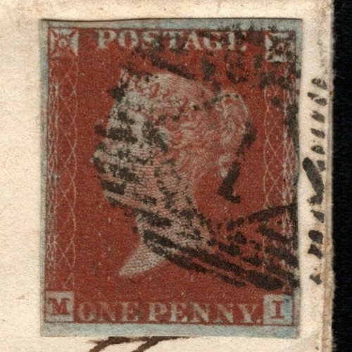 SG8 (BS41) 1d Red Imperf Plate 52 - MI - 4 Margin - Very fine - On Cover - Bild 3 von 5