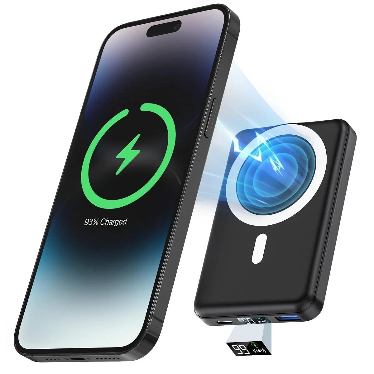 10000mAh Magnetic Wireless Power Bank with LED Display 22.5W Fast Charging