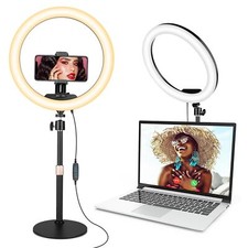 12 Desk Ring Light With Stand Phone Holder For Computer Led Selfie Ring Light
