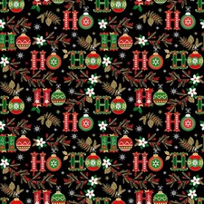 Christmas Magic HO HO Quilt Fabric Gold Leaves and Highlights 44" Wide BTY