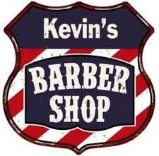 Kevin's Barber Shop Escudo Personalizado Metal Letrero Cabello Regalo 211110020026