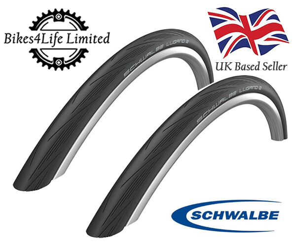 Pair Schwalbe Lugano 700 x 23c Black Road Bike Tyres 5060314640151