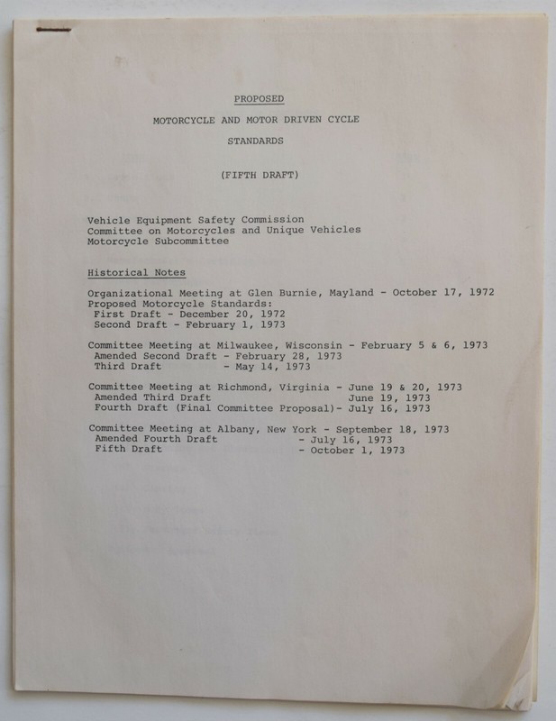 1973 PROPOSED MOTORCYCLE & MOTOR DRIVEN CYCLE STANDARDS (5th draft)