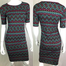LulaRoe Women’s XXS Stretchy Julia Zig Zag Tribal Bodycon Sheath Pencil Dress