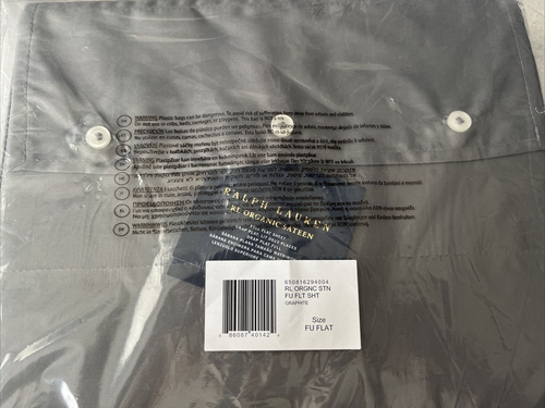 Ralph Lauren RL Organic Sateen Flat Sheet Full Graphite - Picture 2 of 7