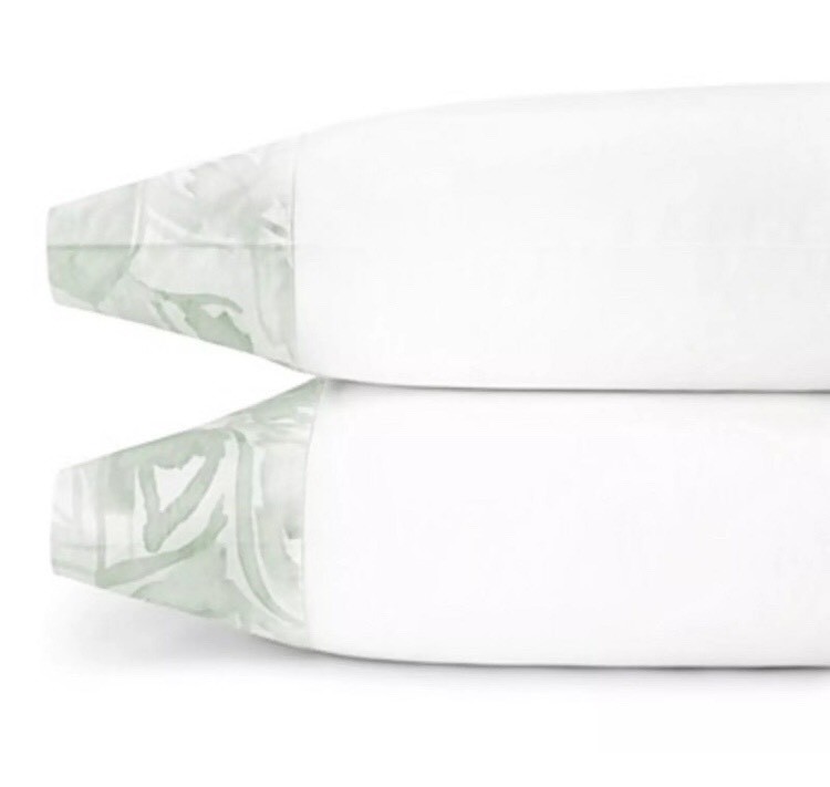 Sferra Jessia 5726 Mint Floral King Pillowcases Set 2 100% Cotton New Sferra Jessia 5726 Mint Floral King Pillowcases Set 2 100% Cotton New