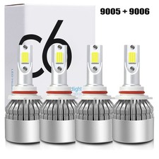 9006 9005 LED Headlight KIT Combo Bulbs 10000K High Low Beam Super Bright White