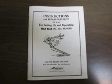 New Idea No. 30A Sickle Bar Mower Operators Manual Owners Includes Service Parts