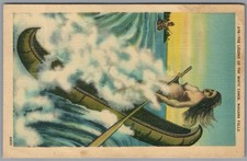 Postcard Niagra Falls NY Canada Legend of the White Canoe Spirit of the Cataract