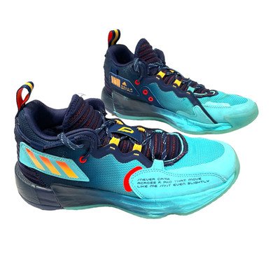 7.5 Men's Adidas  Dame Time Pulse Aqua Sneakers H68606 Size 7 1/2 blue