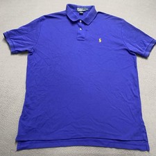 Polo Ralph Lauren Polo Shirt Mens Large Blue Cotton Yellow Pony Logo Golf