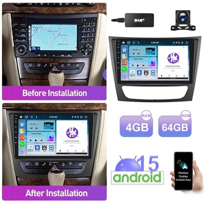 4+64GB DAB+ Carplay Autoradio Android GPS Navi BT Für Mercedes Benz CLS E-Class