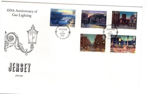 1981 JERSEY - GAS LIGHTING 150th ANNIVERSARY FDC FROM COLLECTION K48