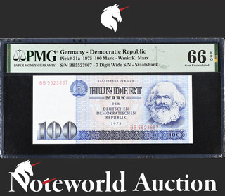 Germany Democratic Republic 100 Mark 1975 P 31a UNC PMG 66 EPQ NR 3rd TOP POP