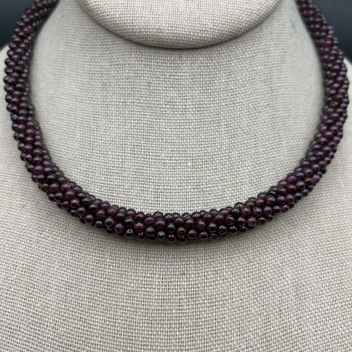 Purple Glass Beaded Rope Cluster Collar Necklace Seed Bead - Picture 3 of 7