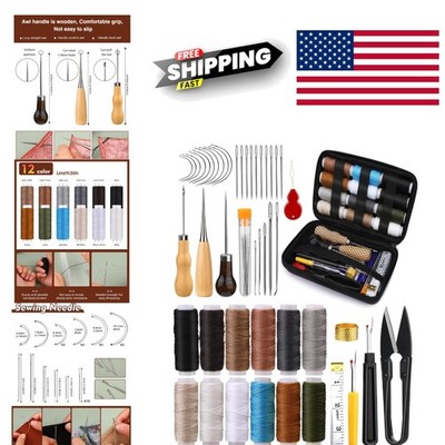 Upholstery Sewing Kit 48 Count Includes Needles Threads Awls Scissors and Ruler
