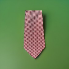 Vintage Lauren Ralph Lauren Silk Tie Red Geometric Pattern USA Made