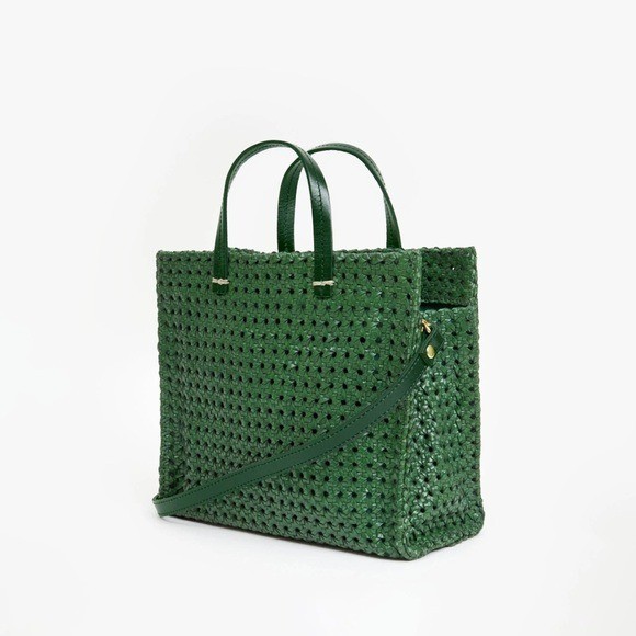 Clare V Petit Simple Tote Woven Rattan Evergreen NWT Leather image 4