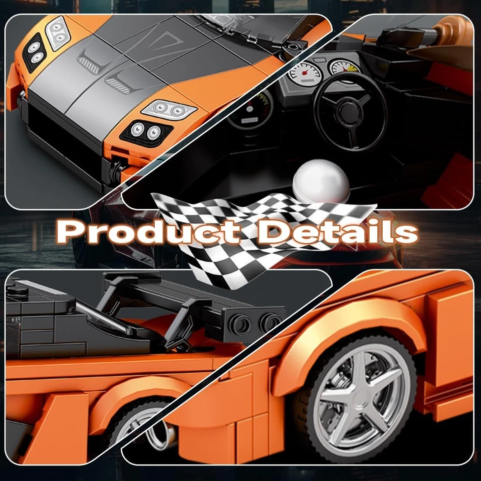 MOC Compatible LEGO - Set de construction voiture Mazda RX7 Orange F&F - Photo 3/4