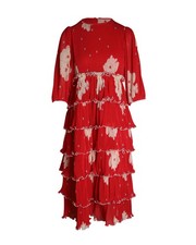 Ganni Tie Midi Dress In Floral Print Recycled Polyester Women Red Size 36