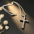 David Yurman Silver Cross Necklace 3mm Chain 17.7+2in Extendable Chain — photo 2