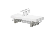 Basics Durable Wooden Pants and Skirt Hangers with Clips - White, 10-Pack