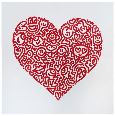 Mr Doodle Pop Heart Holding Hands Print Free Shrigley Stik Emin Hirst Gift 
