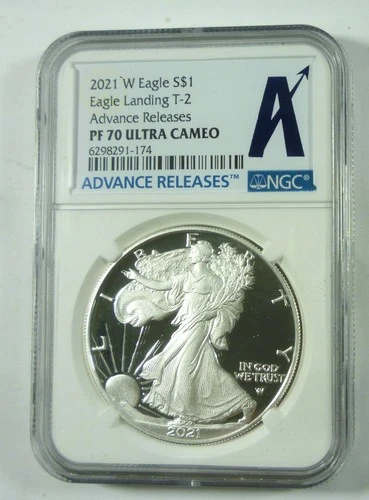 2021 W PROOF American Silver Eagle NGC PF70 Ultra Cameo T-2